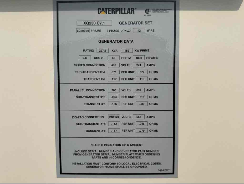 Caterpillar XQ230 Trailer Mounted Diesel Generator